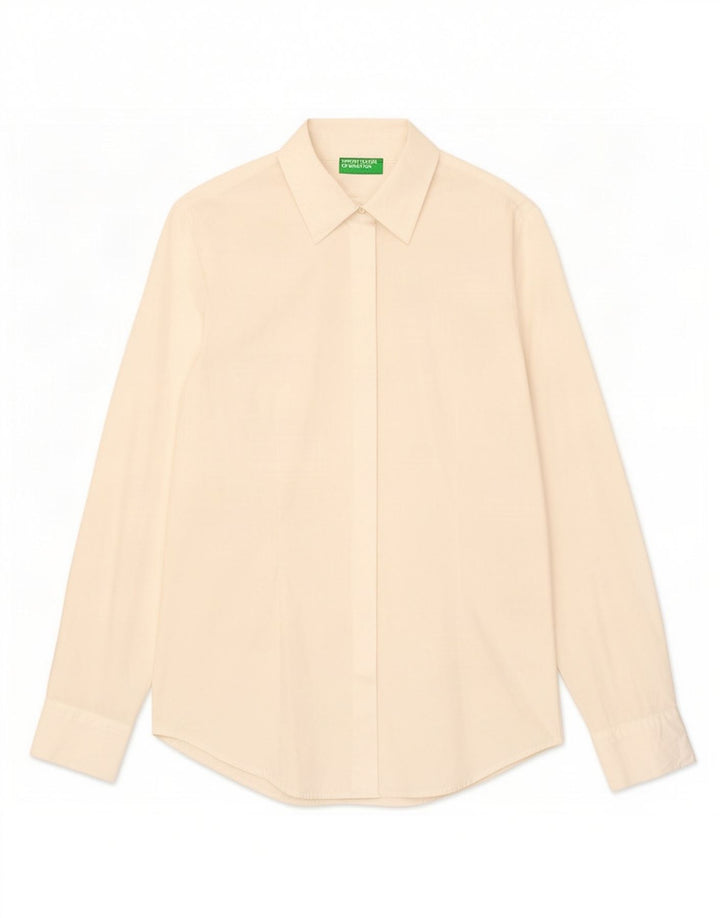 Benetton Chemise Femme UK 12 Medium Blanc