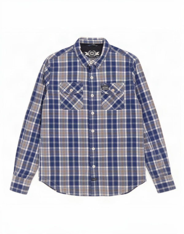 Superdry Chemise Homme 2XL Bleu Carreaux Coton