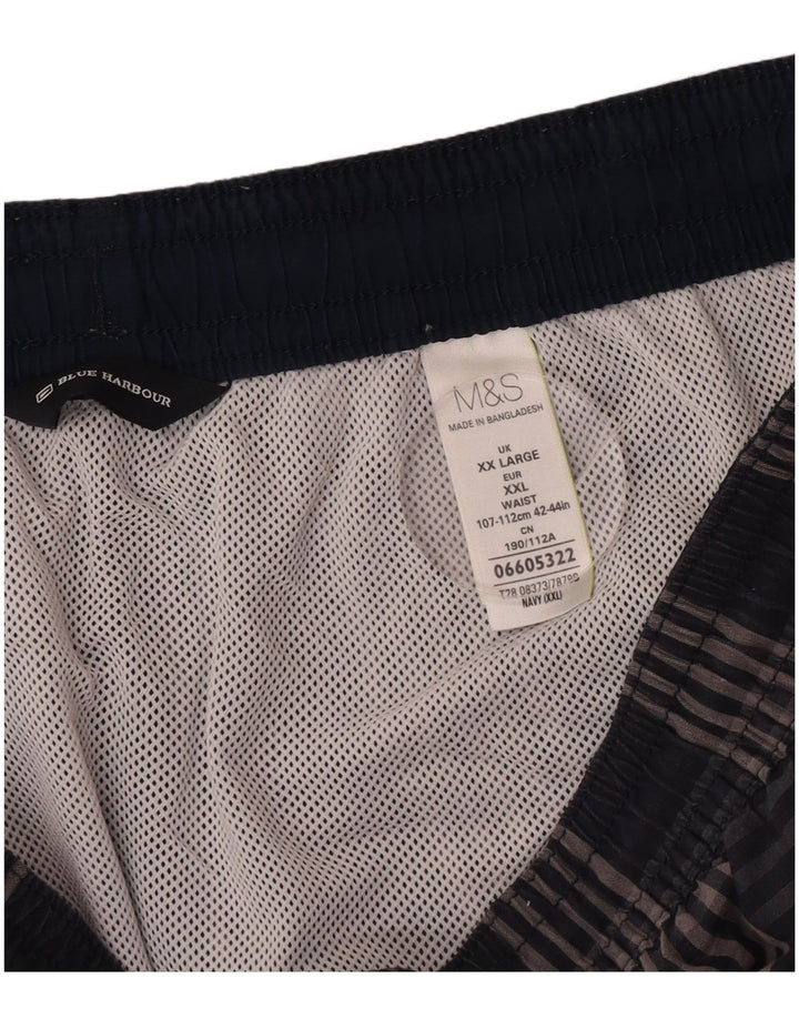 Marks & Spencer Short de bain cargo pour homme 2XL en coton à carreaux bleu marine