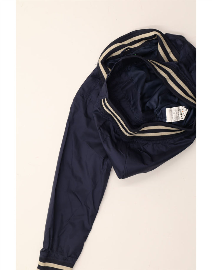 BENETTON Boys Graphic Bomber Jacket 7-8 Years Navy Blue Polyamide Vintage Benetton and Second-Hand Benetton from Messina Hembry 