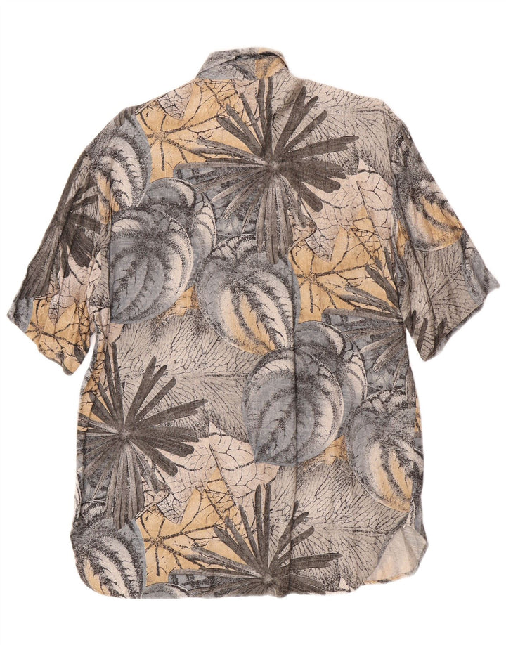 Chemise à manches courtes vintage pour hommes petite viscose florale grise