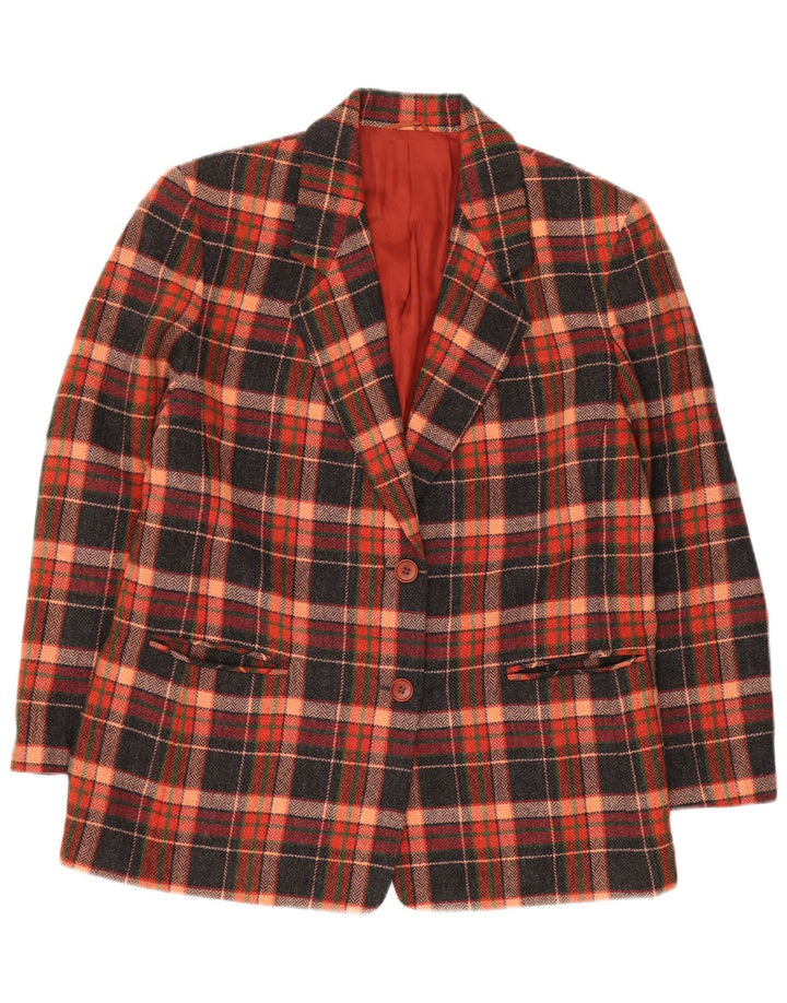 VINTAGE Veste Blazer 2 Boutons Femme IT 47 Grand Carreau Multicolore