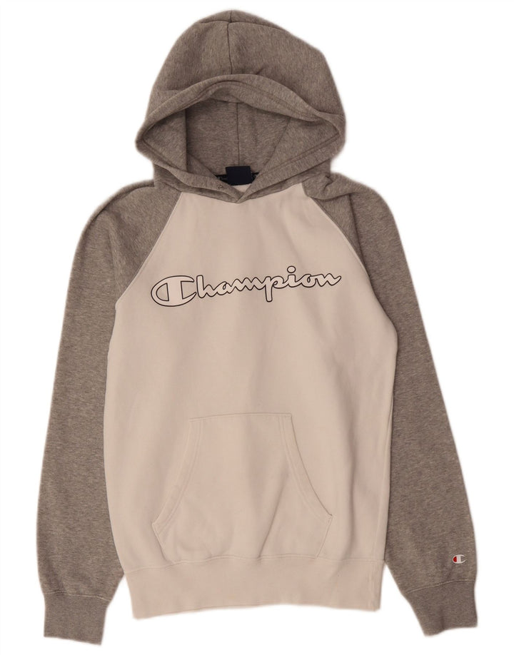 CHAMPION Pull à capuche graphique pour hommes XS en coton color block gris