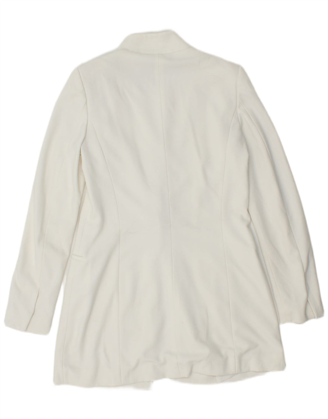 ZARA Veste blazer longue pour femme UK 12 Polyester blanc moyen