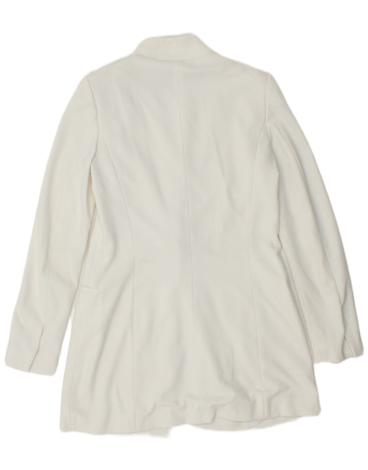 ZARA Veste blazer longue pour femme UK 12 Polyester blanc moyen