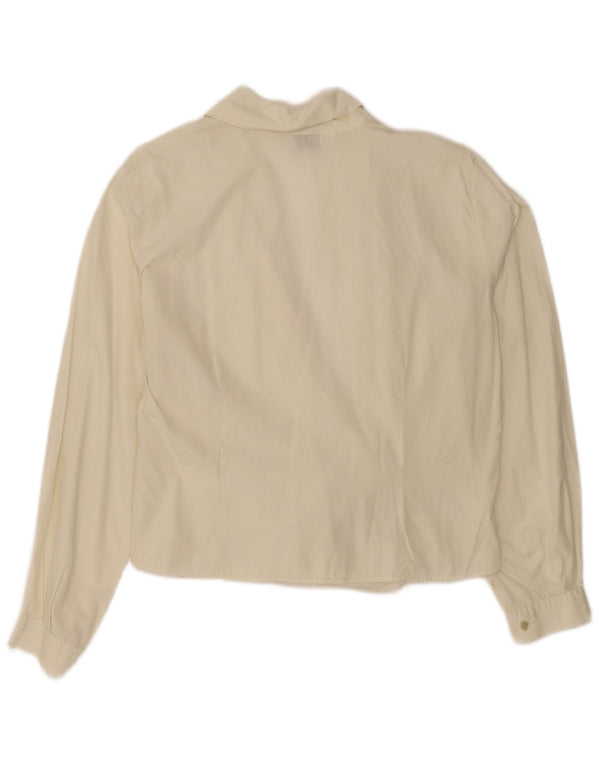 Kaos Womens Crop Wrap Shirt Blouse UK 16 Grand Coton Blanc
