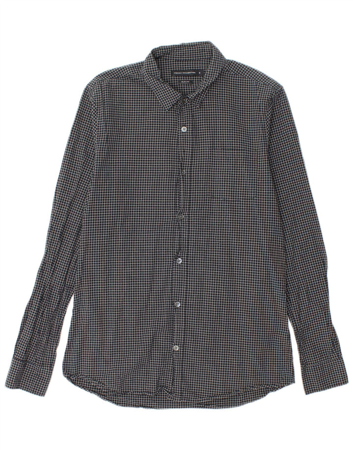 French Connection Chemise Slim Fit en Flanelle Homme Noir à Carreaux en Coton