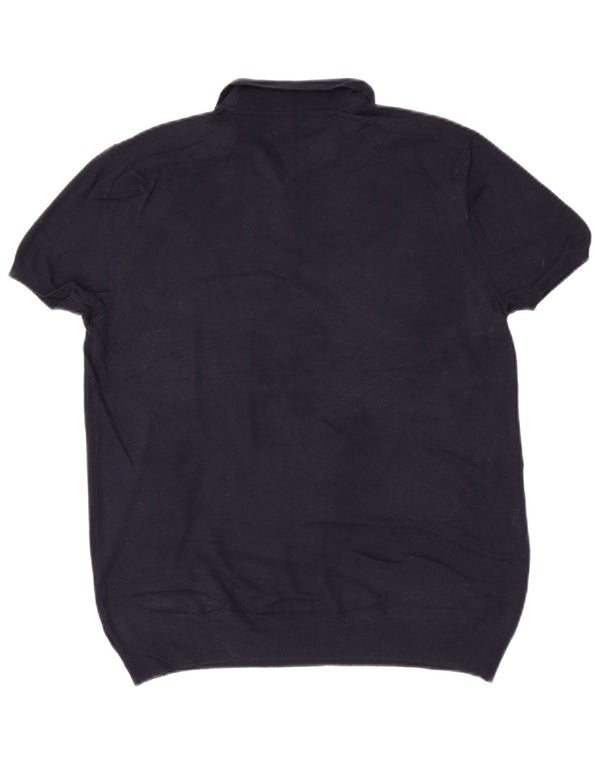 Zara Pull à manches courtes et col polo pour homme, grand bleu marine