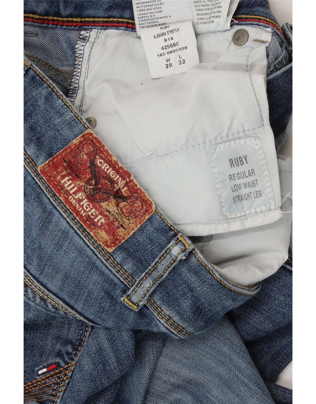 Tommy Hilfiger Jean droit Ruby taille basse pour femme W29 L32 en coton bleu