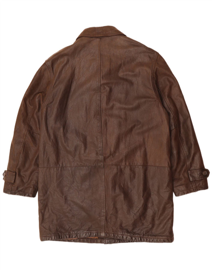 Green Leaves Manteau en cuir pour homme UK 40 Grand cuir marron