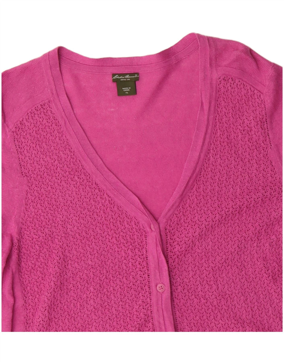 Eddie Bauer Cardigan à manches 3/4 pour femme UK 18 XL Lin rose