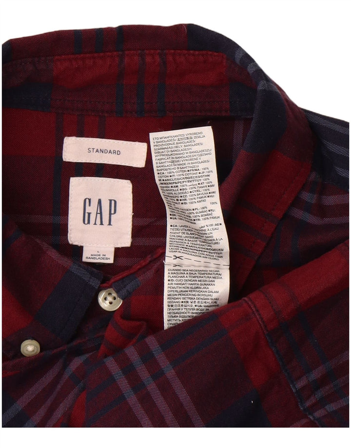 Gap Chemise en flanelle pour homme, coupe standard, grand carreaux rouges en coton
