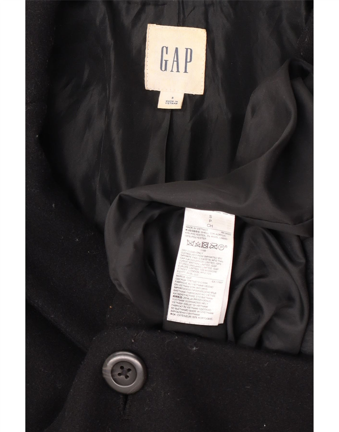 Gap Manteau surdimensionné pour femme UK 10 Petit Acrylique Noir