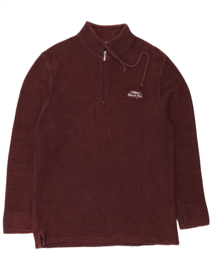 WEIRD FISH Sweat-shirt col zippé pour homme XL en coton bordeaux