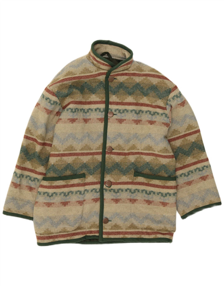 vintage Mens Coupe-Vent Manteau UK 38 Moyen Vert Géométrique