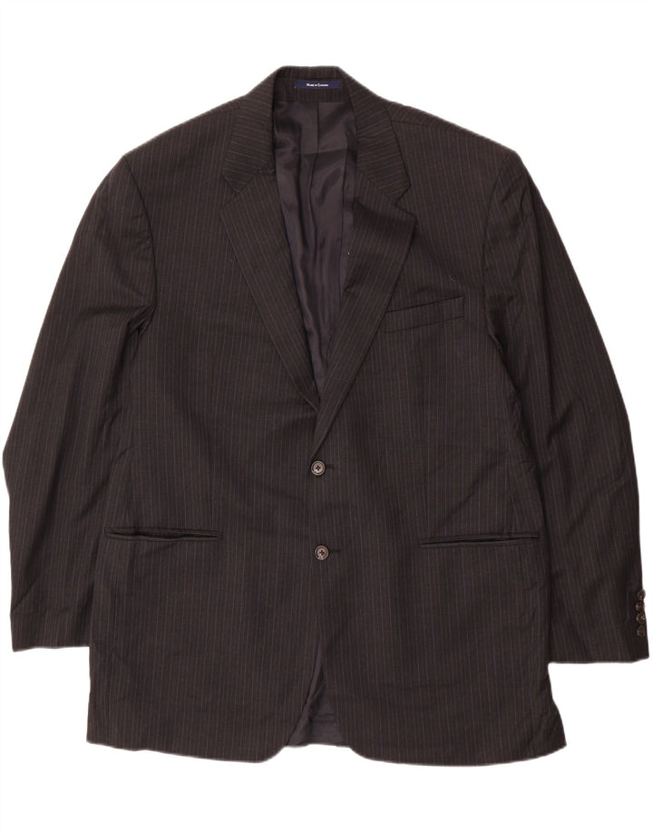 CHAPS RALPH LAUREN Mens 2 Button Blazer Jacket UK 46 3XL Black Pinstripe