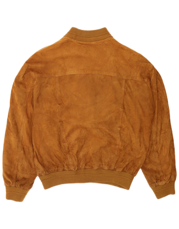 Veste Bomber En Daim Vintage Homme IT 56 2XL Cuir Beige