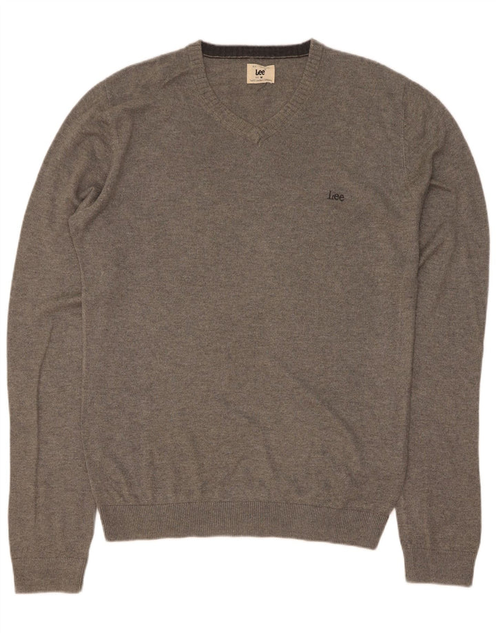 Lee Pull Col V Homme Gris Moyen Moucheté Viscose