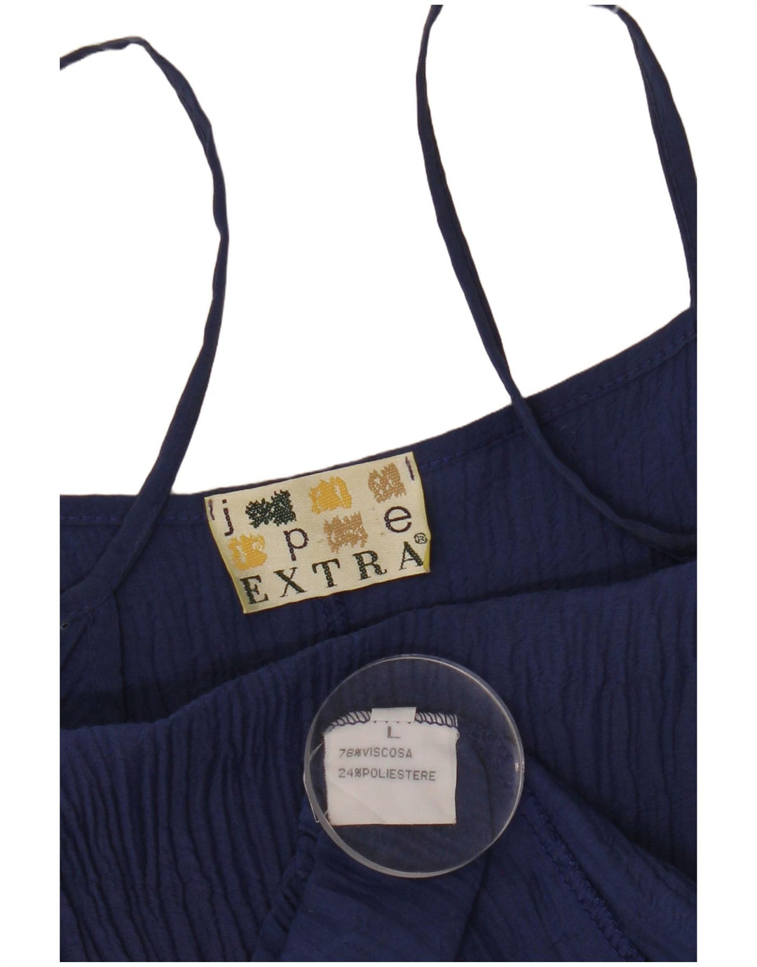 VINTAGE Robe Slip Femme UK 14 Grande Viscose Bleu Marine