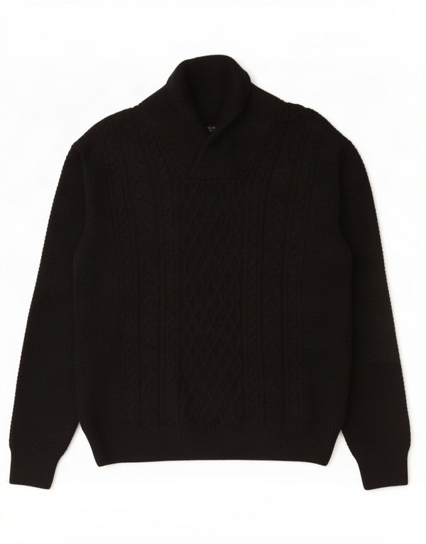 Zara Homme Col Châle Pull XL Bleu Marine Acrylique