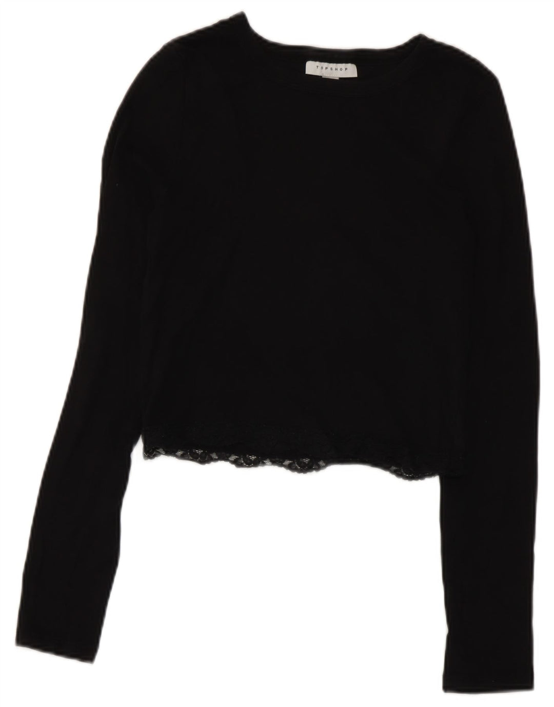 Topshop Haut court à manches longues pour femme UK 10 Petit Noir