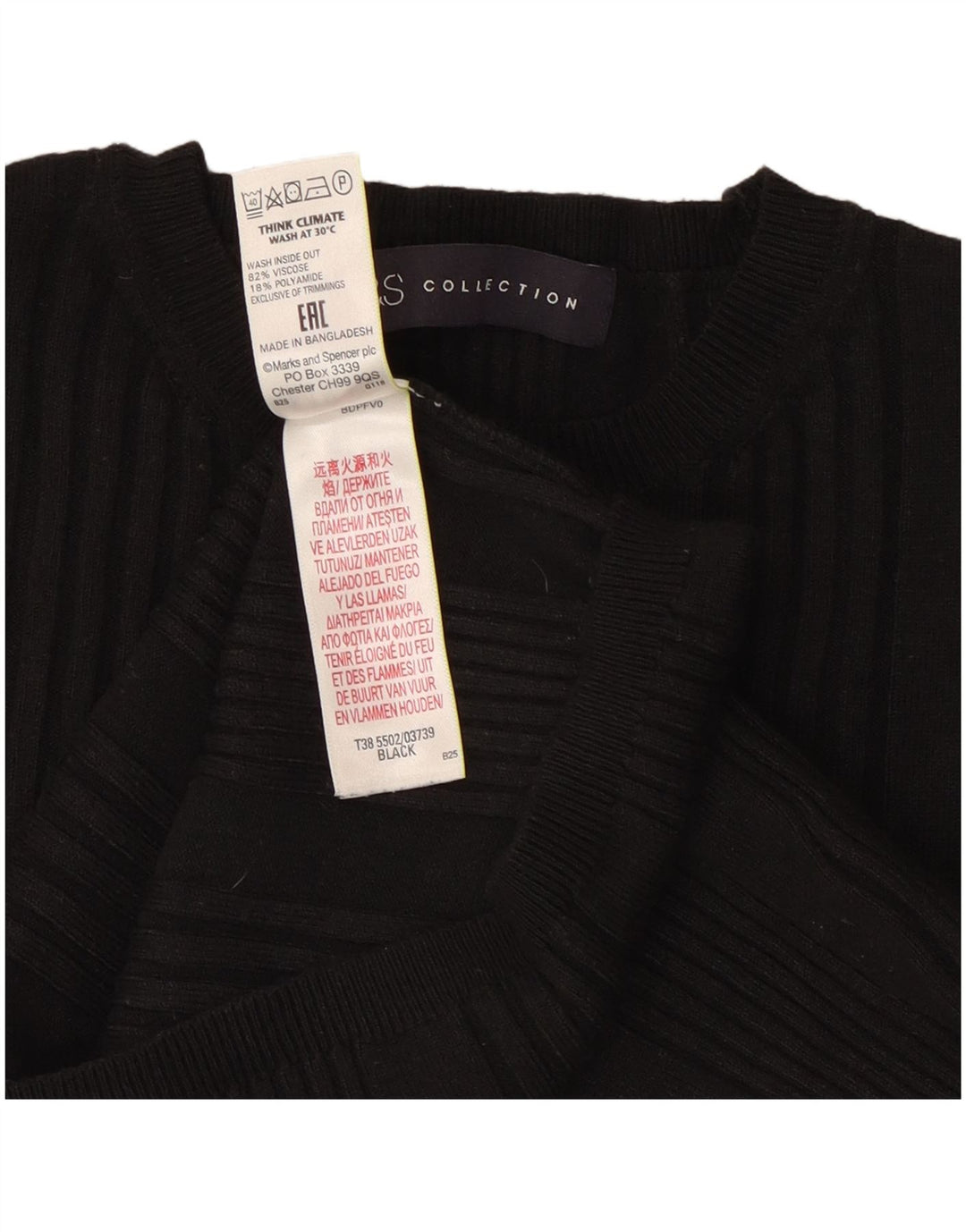 Marks & Spencer Pull court à col rond pour femme UK 10 Petit Noir