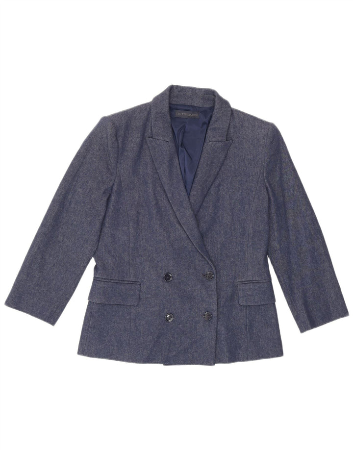 Trussardi Femme Veste Blazer Croisée À Manches 3/4 IT 42 Bleu Moyen