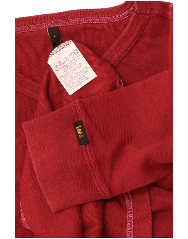 LEE Haut à manches longues pour femme UK 46 Large Rouge Coton