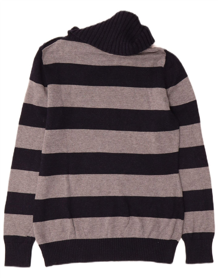 Massimo Dutti Pull à col boutonné pour femme UK 12 Bleu marine moyen