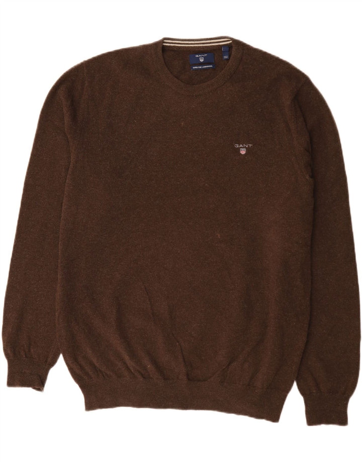 Gant Pull col rond homme XL marron laine d'agneau