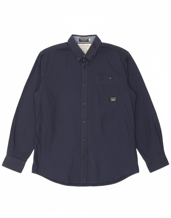 JACK & JONES Mens Workwear Shirt XL Navy Blue Cotton