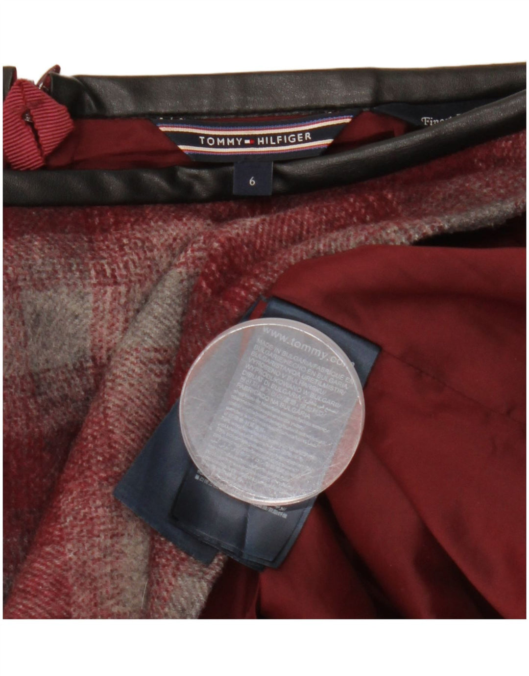 Tommy Hilfiger Mini jupe femme US 6 Medium W30 laine à carreaux bordeaux