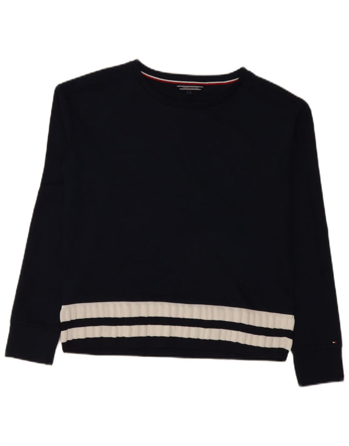 Tommy Hilfiger Haut à manches longues pour femme UK 10 Small Bleu marine rayé