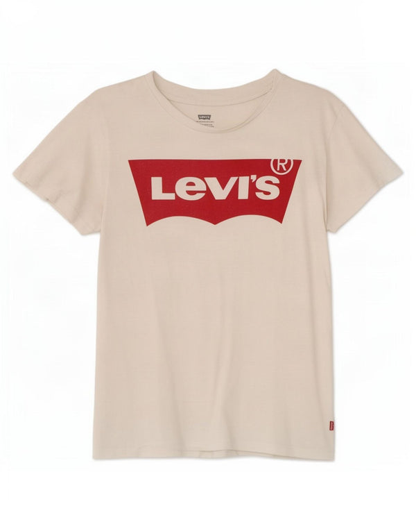 Levi's T-Shirt Graphique Femme UK 10 Petit Blanc Coton