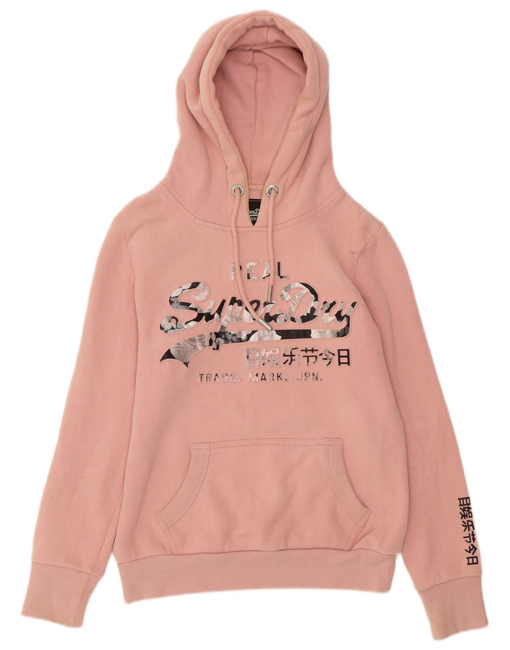 SUPERDRY Pull à capuche graphique pour femme UK 8 Small Rose Coton
