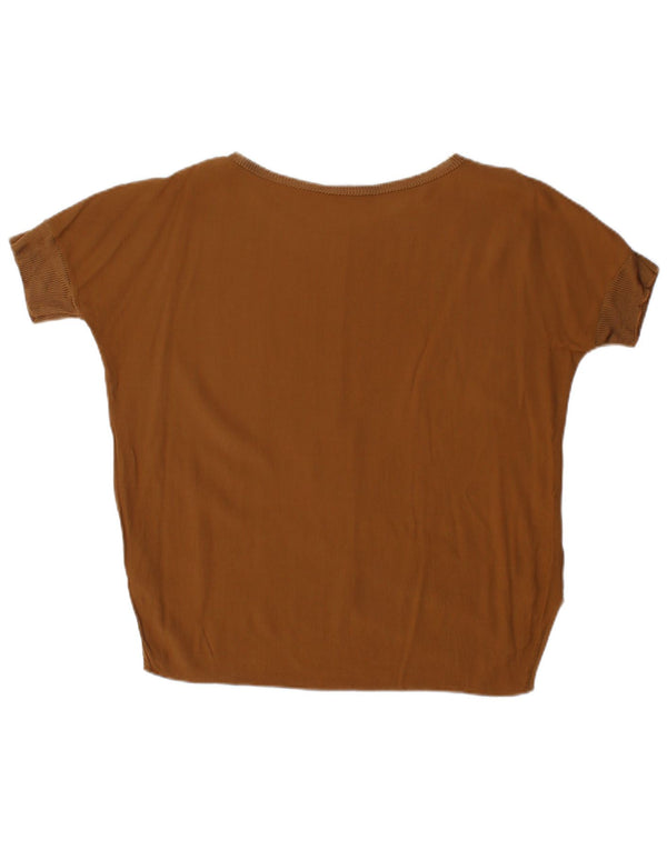 Zara Femme Chemisier Asymétrique Top UK 14 Marron Moyen