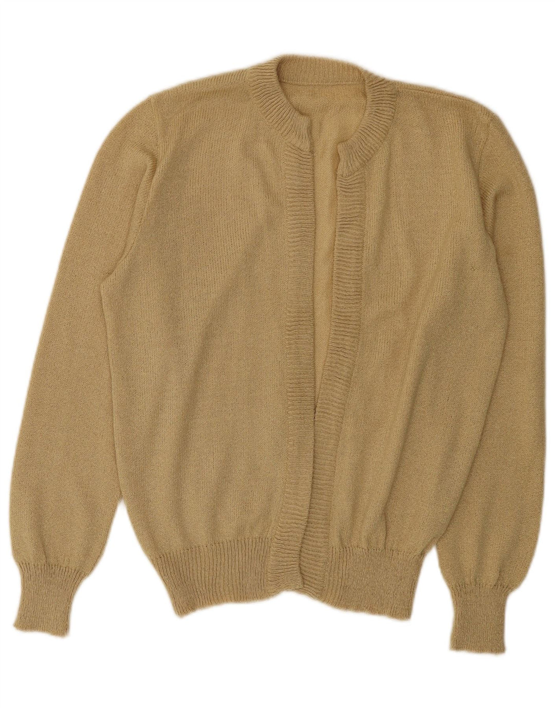 vintage Femme Open Cardigan Pull UK 14 Beige Moyen