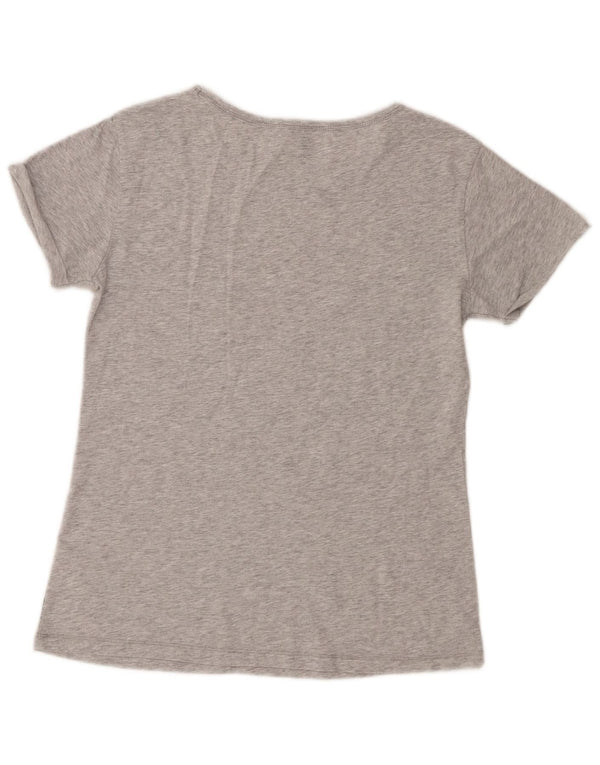 Lotto T-Shirt Femme Top UK 10 Petit Gris Floral Coton