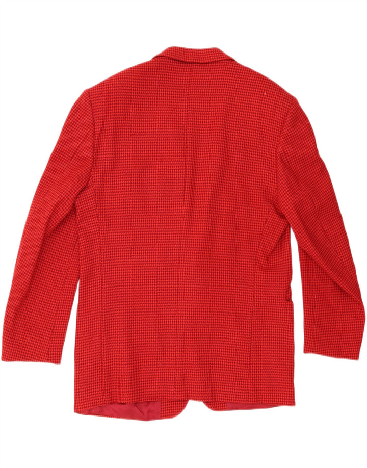 vintage Homme 2 Bouton Blazer Veste IT 52 XL Rouge Pied-de-poule Laine