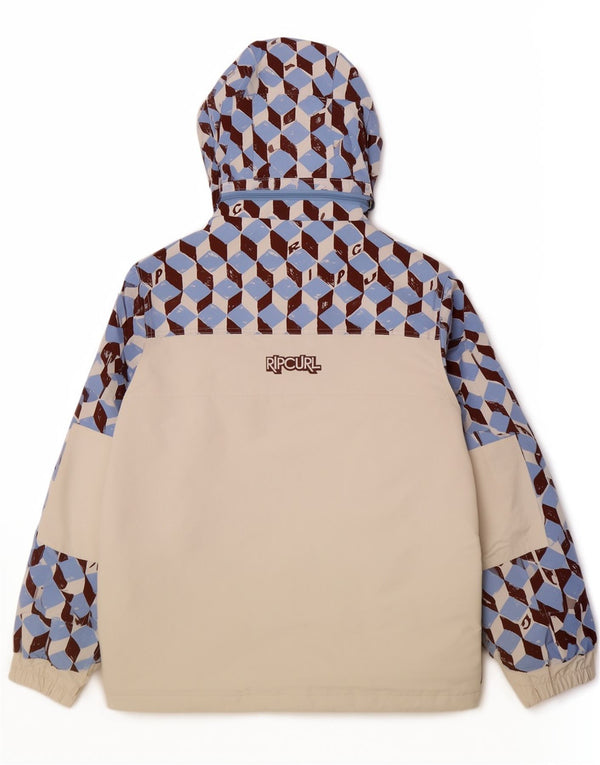 Rip Curl Veste coupe-vent à capuche pour homme UK 40 Large Blanc Géométrique Sports