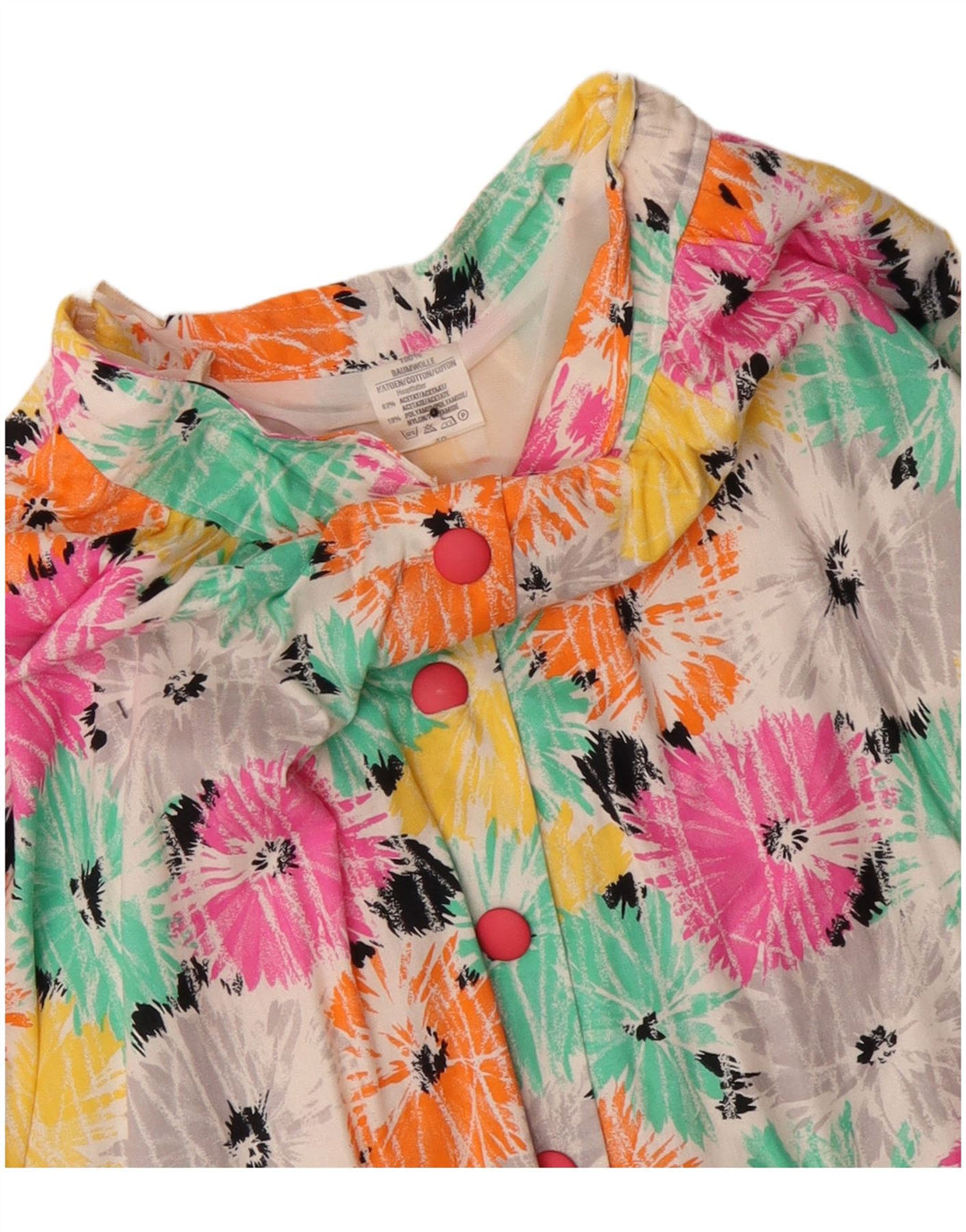 vintage Femme A-Line Jupe EU 40 Moyen W30 Coton Floral Multicolore