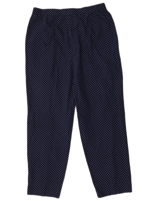 Peter Hahn Pantalon chino à chevilles pour femme UK 18 XL W36 L29 Bleu marine à pois