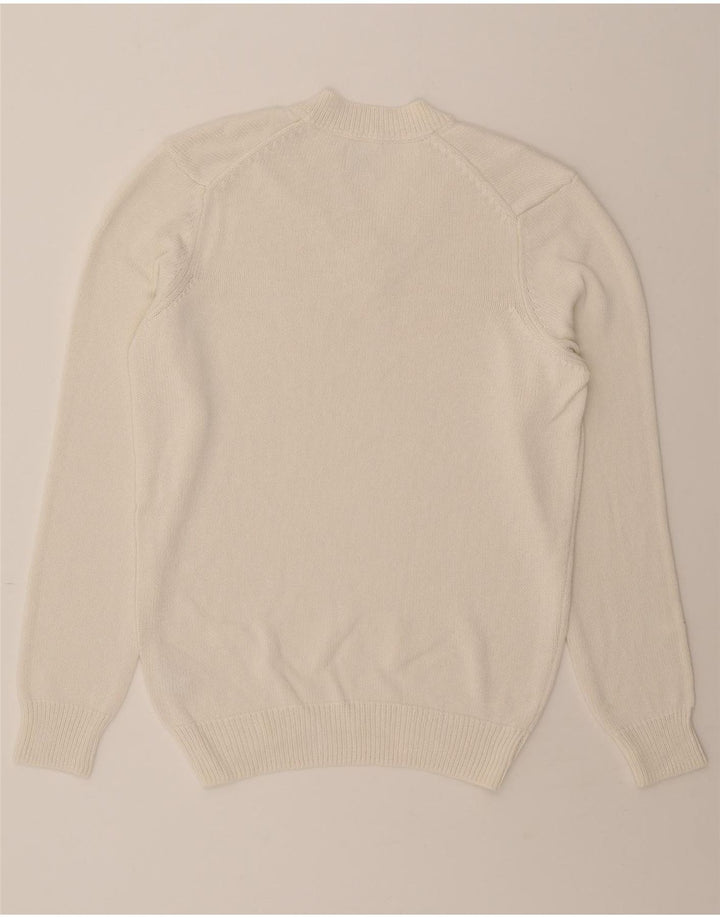 ZARA Mens V-Neck Jumper Sweater Medium White Cotton Vintage Zara and Second-Hand Zara from Messina Hembry 