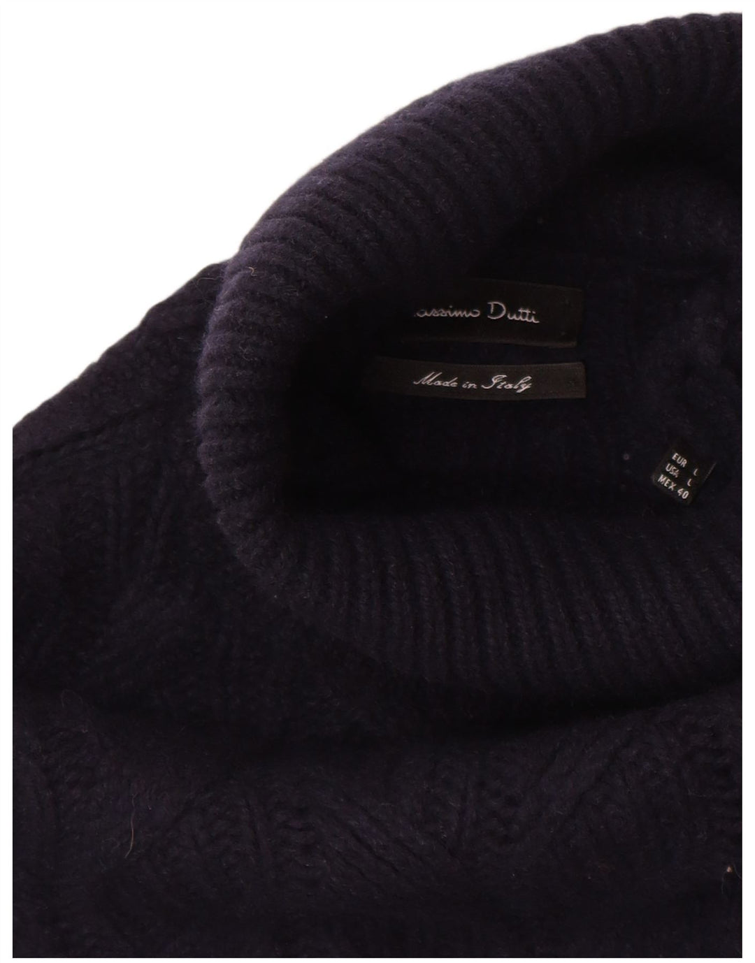 Massimo Dutti Pull col roulé pour homme en laine bleu marine Taille L