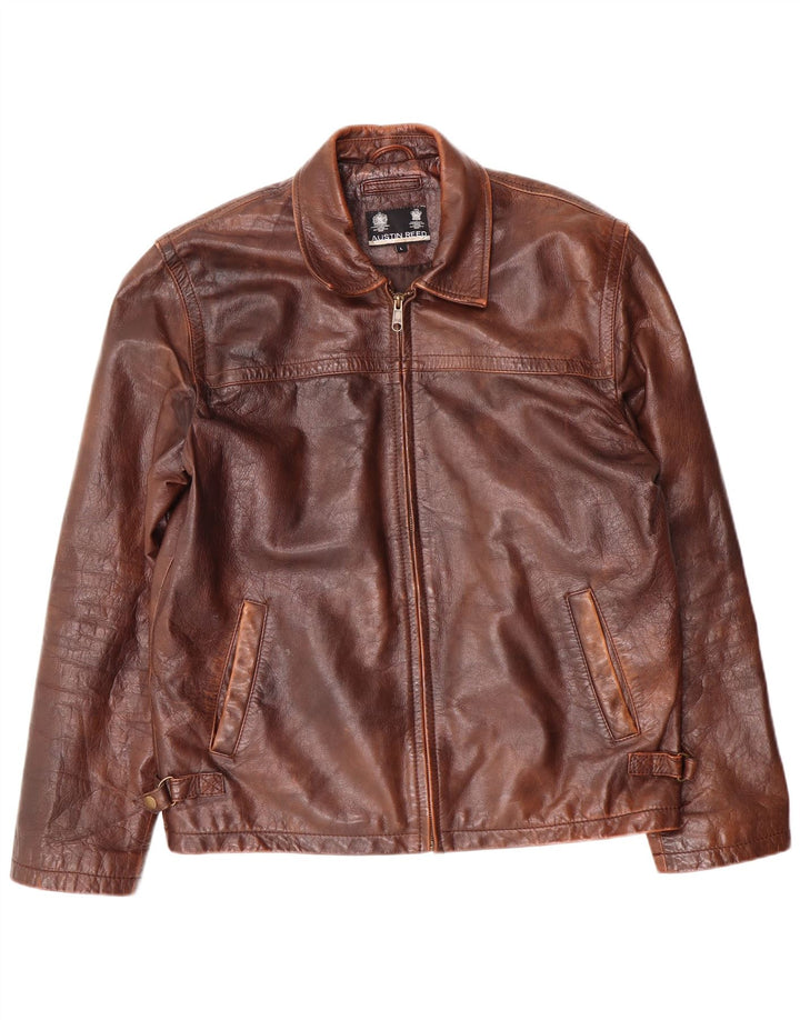 Austin Reed Veste en cuir pour homme UK 40 Grand cuir marron