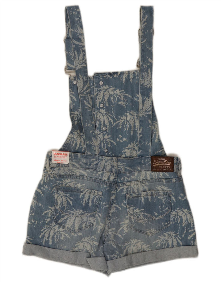 SUPERDRY Salopette Short en Jean Fille 11-12 ans XS Bleu Floral Coton