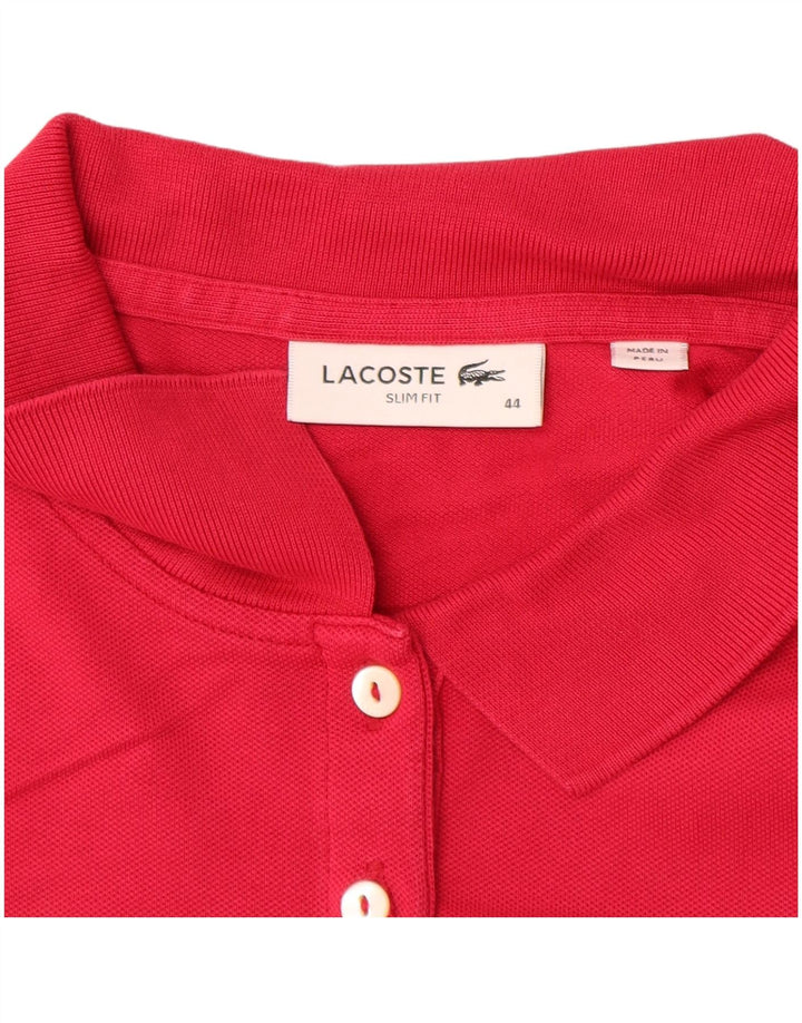 LACOSTE Polo Femme Slim Fit Manches Longues Taille 44 Grand Coton Rose