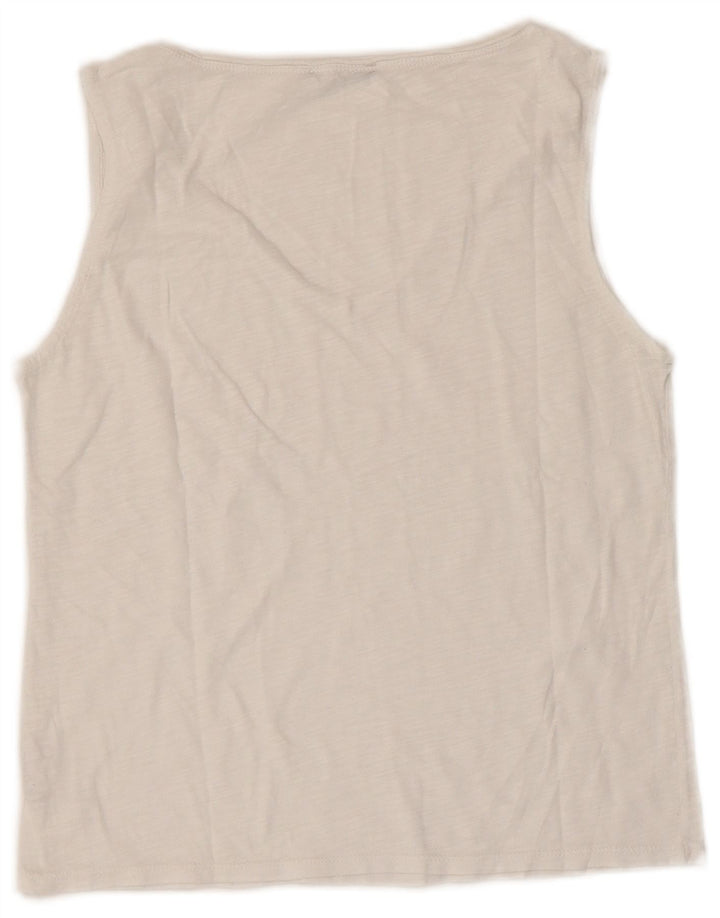 Sisley Womens Crop Vest Top UK 8 Small Blanc Coton