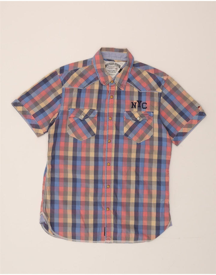 Tommy Hilfiger Chemise graphique à manches courtes pour homme Grand carreaux multicolores