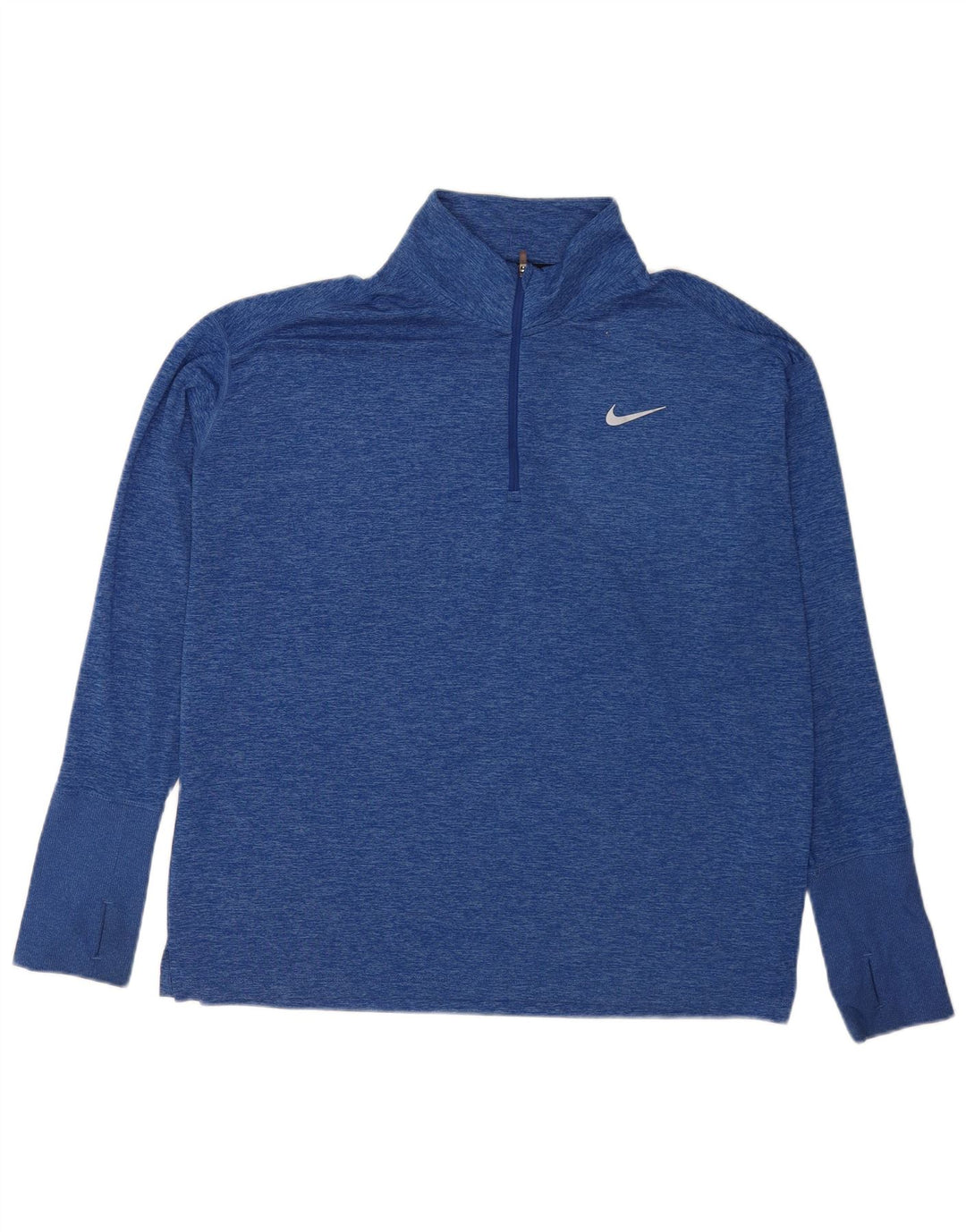 Nike Haut de course à col zippé à manches longues pour homme XL Bleu moucheté Polyester